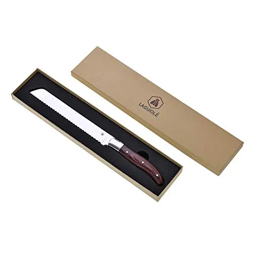 Laguiole Coltello pane manico pakka marrone