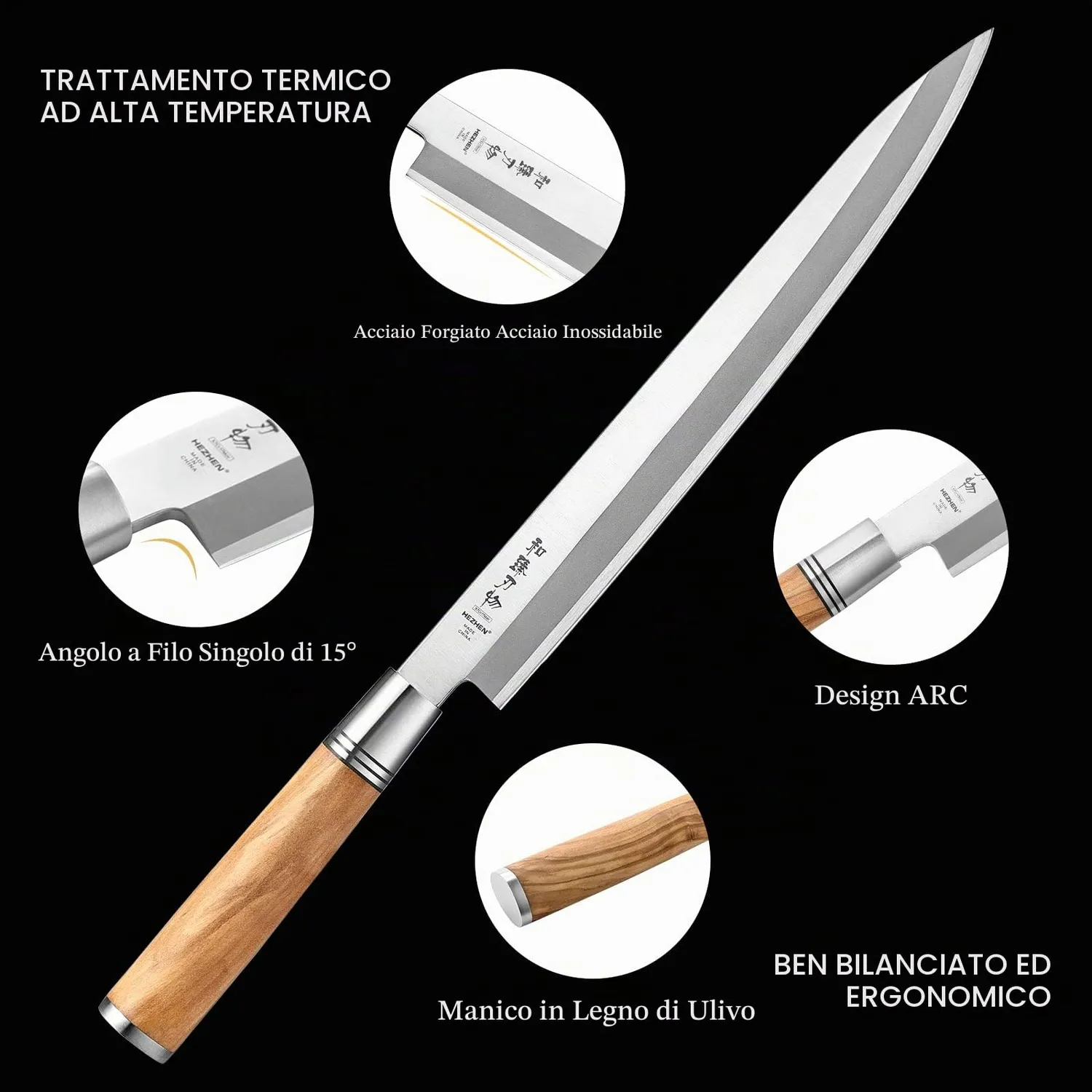 Hezhen Retro Yanagiba 27 cm Sashimi Filo Singolo
