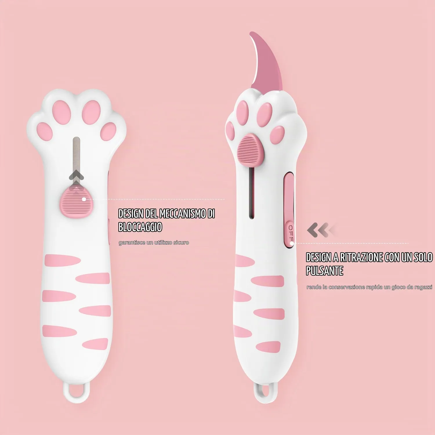 MEOWKIT Cutter Zampa Gatto Rosa Taglierino Mini