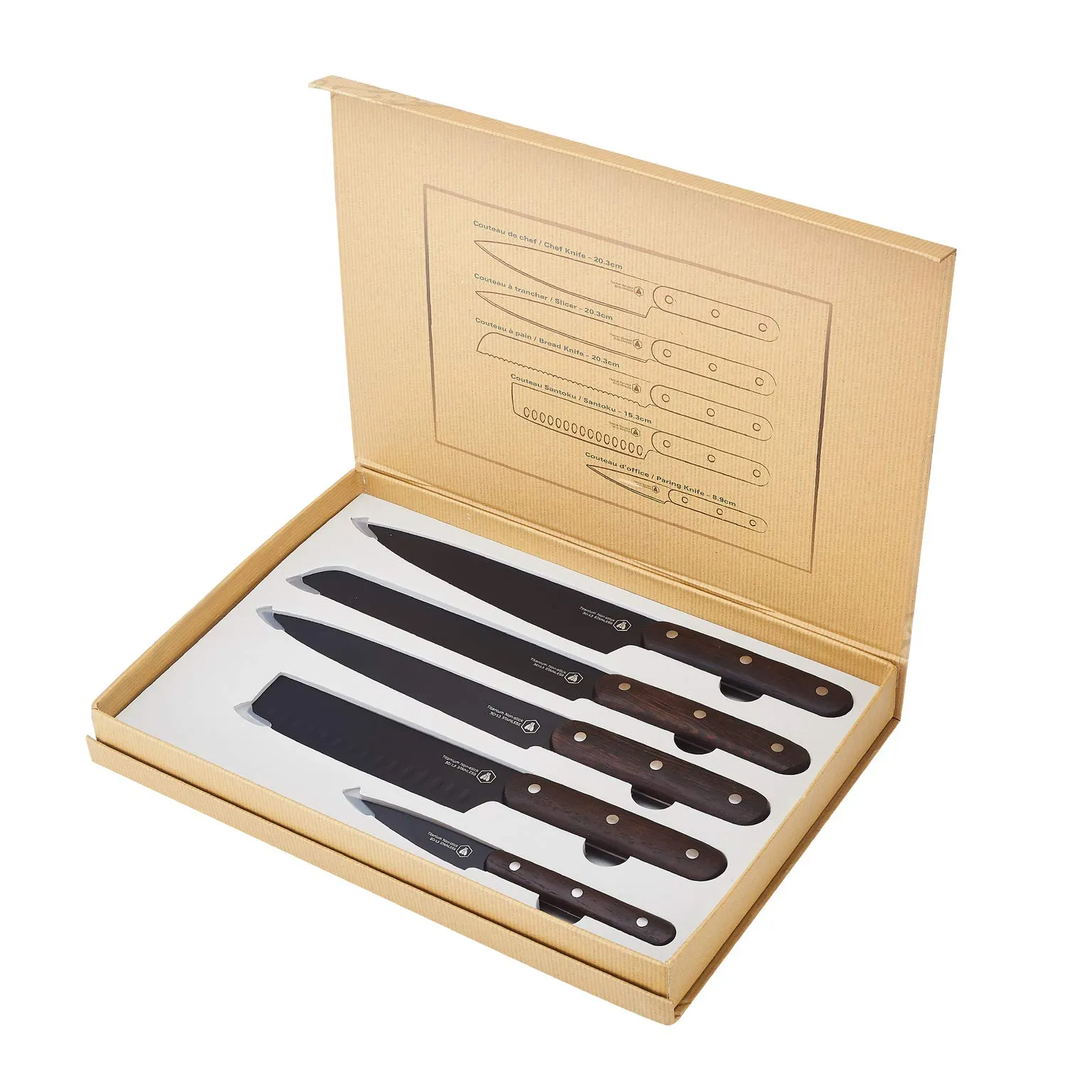 Laguiole en Aubrac Côté Cuisine set 5 coltelli lama nera