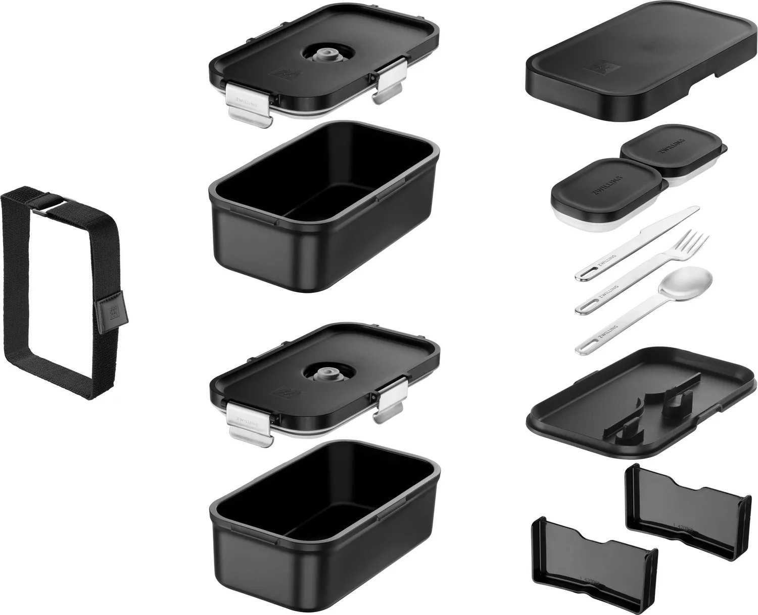 Zwilling Fresh & Save lunch box nero sottovuoto posate