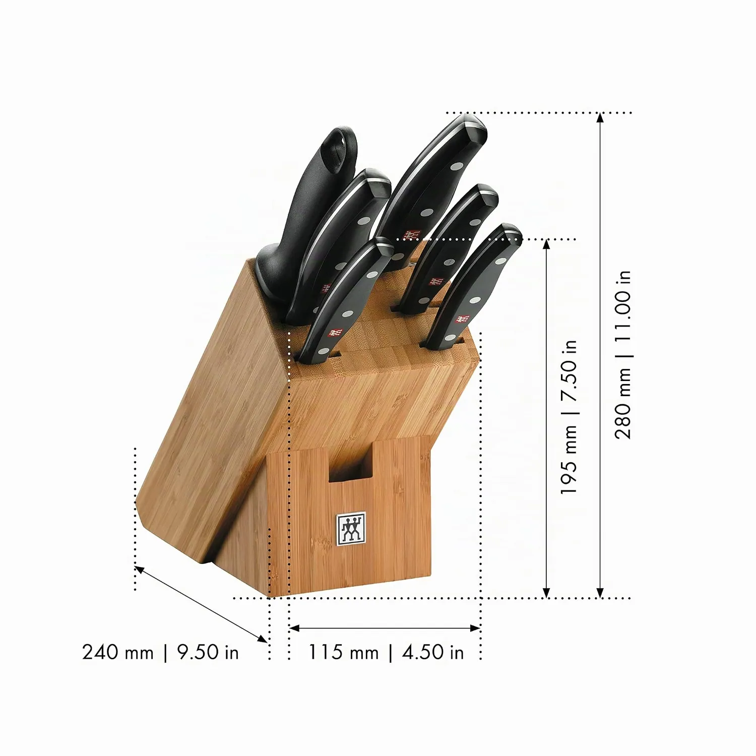 Zwilling Twin Pollux ceppo coltelli 7 pezzi bambù forgiati