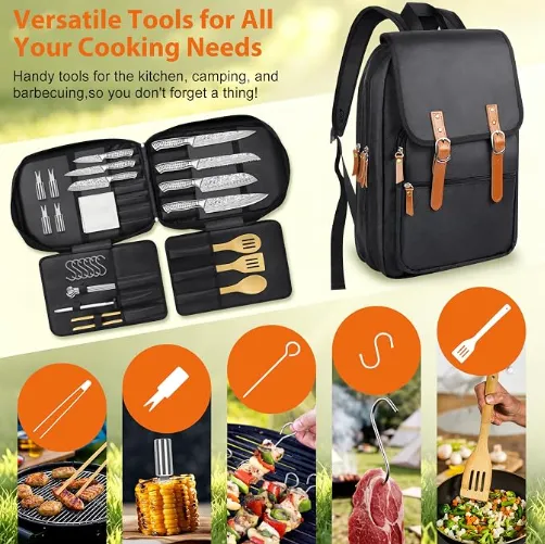 MOSFiATA Zaino Portacoltelli 39 Pezzi Chef BBQ 25cm