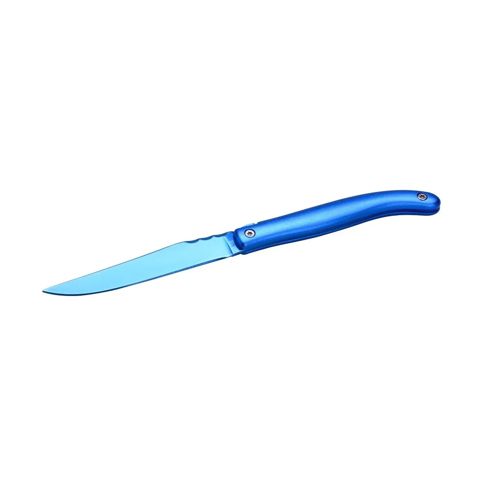 Laguiole en Aubrac coltelli tavola blu 6 pezzi con supporto
