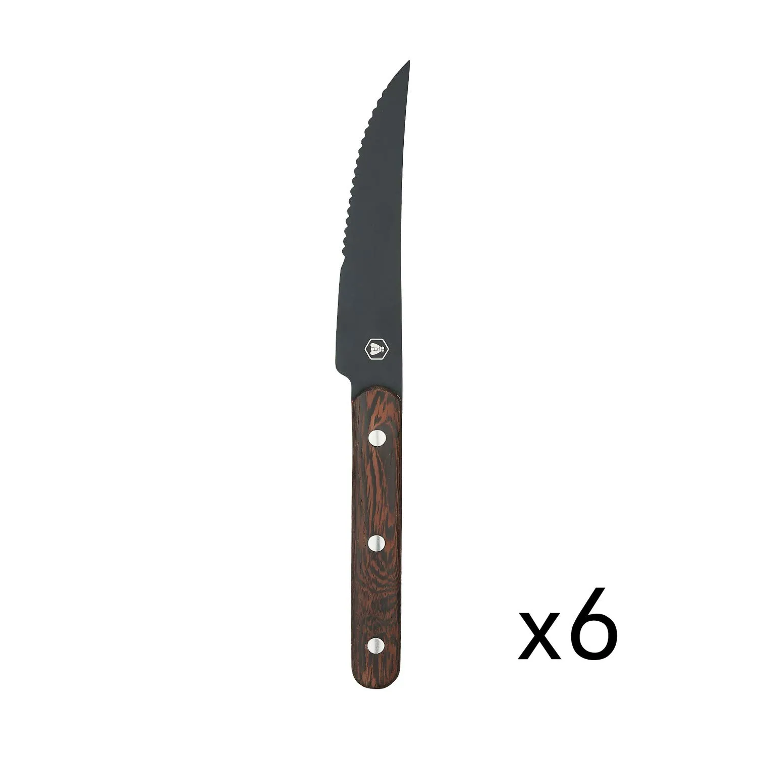 Laguiole en Aubrac set 6 coltelli tavola wenge lama nera