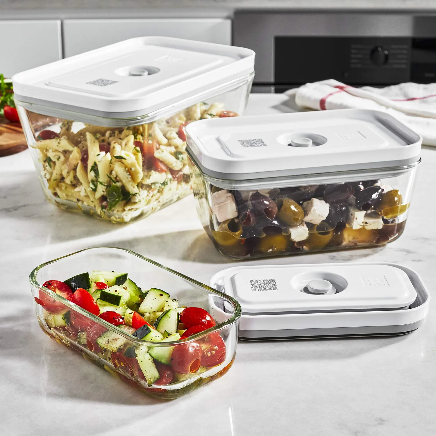 Zwilling Fresh & Save contenitori vetro 3 pezzi bianco