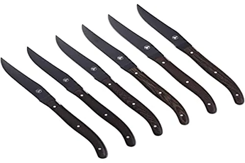 Laguiole coltelli bistecca 6 pezzi lama nera wengé 22,5 cm