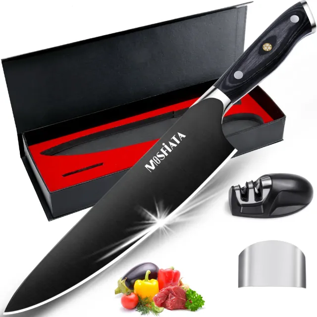 MOSFiATA Chef 8" Titanio Coltello Cucina 20cm Nero