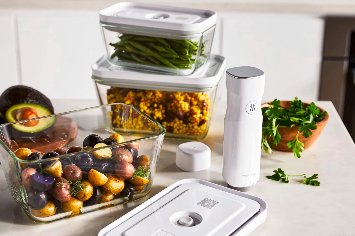 Zwilling Fresh & Save contenitori vetro 3 pezzi bianco