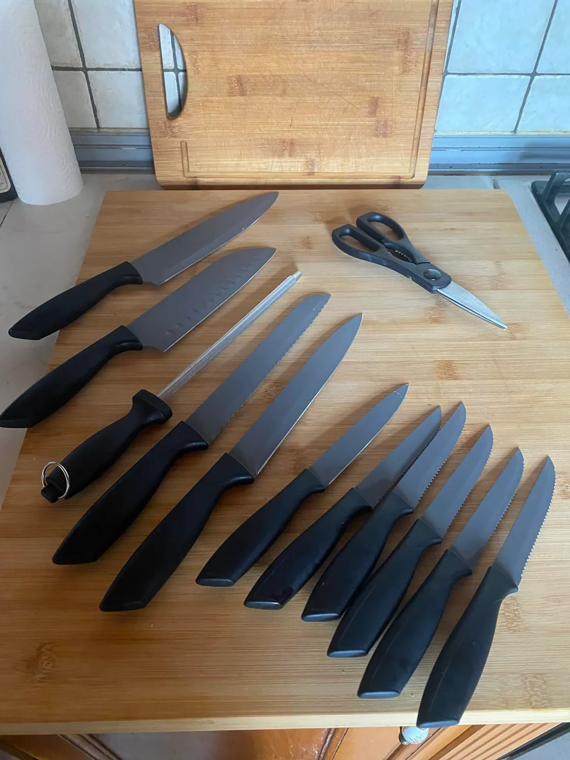 D.Perlla set coltelli 15 pezzi ceppo legno antiaderenti