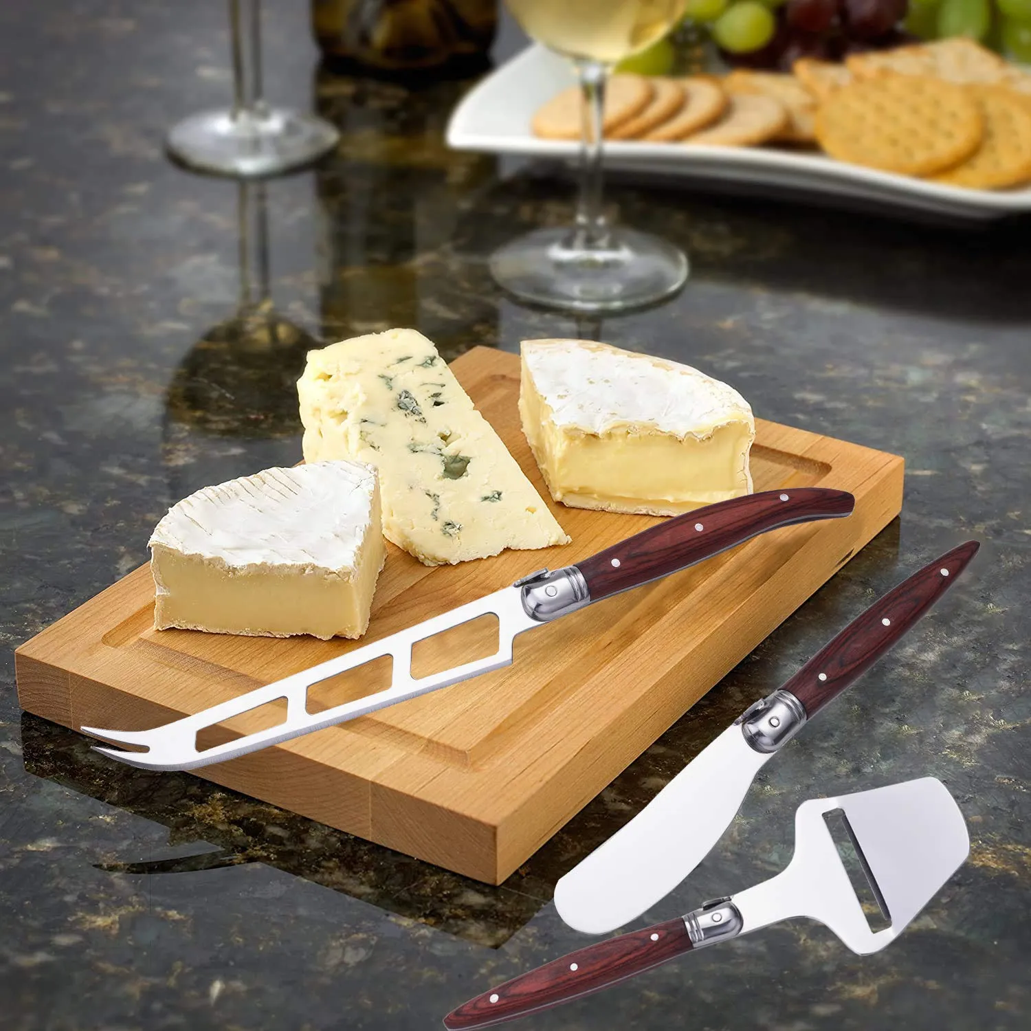 Laguiole en Aubrac set 3 coltelli formaggio legno marrone