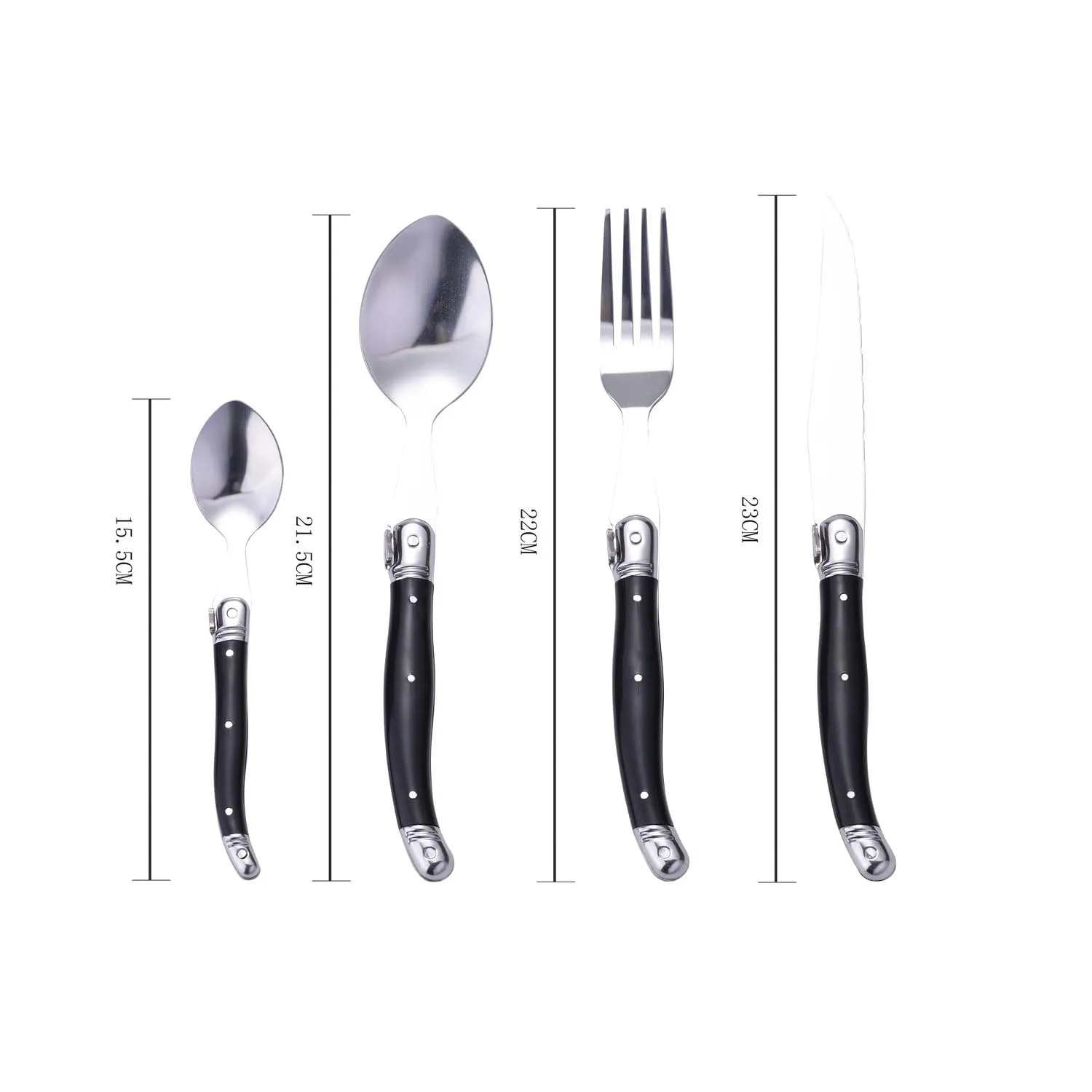 Laguiole en Aubrac set posate 24 pezzi nero acciaio