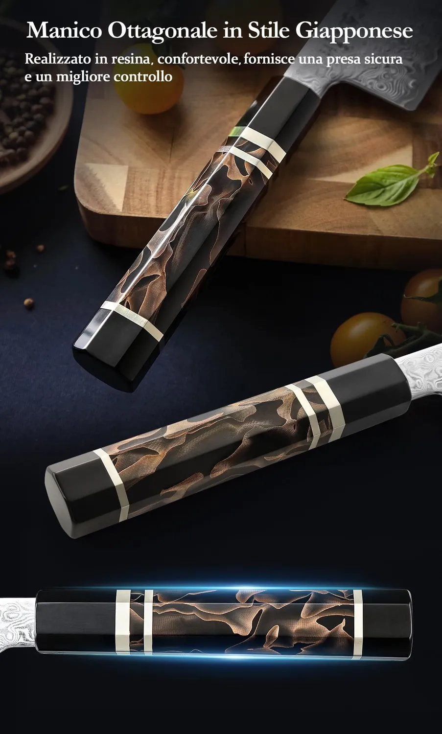 HEZHEN ZDP-189 Kiritsuke Coltello Chef Damasco 65 HRC