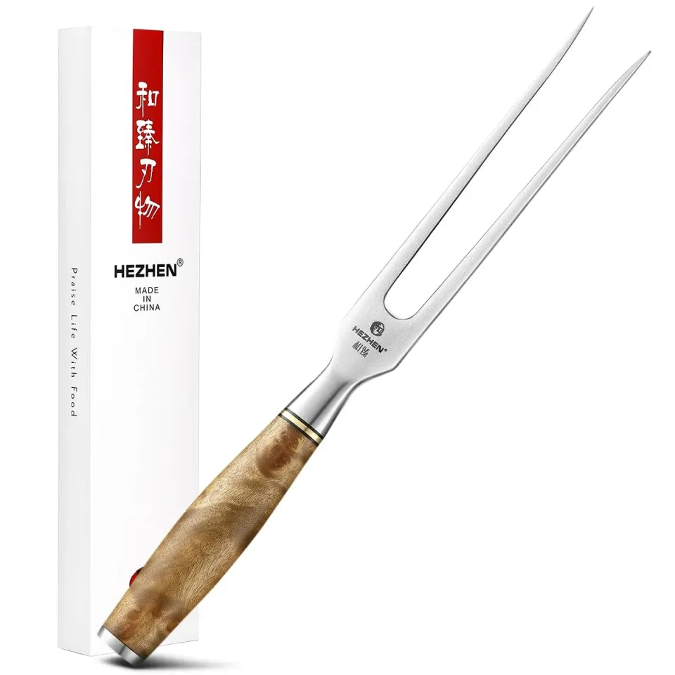 Hezhen Forchetta Carne Acciaio 29,8 cm Manico Legno