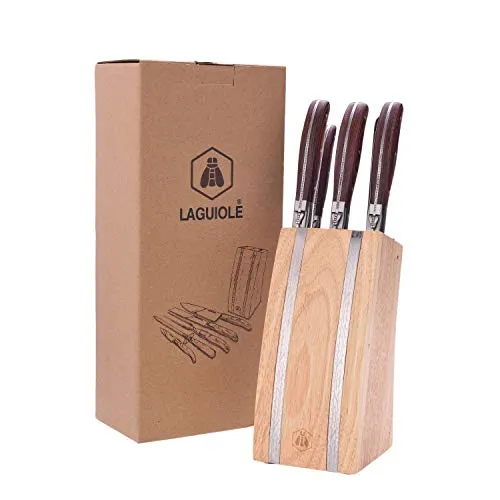 Laguiole en Aubrac ceppo 5 pezzi coltelli cucina legno hevea