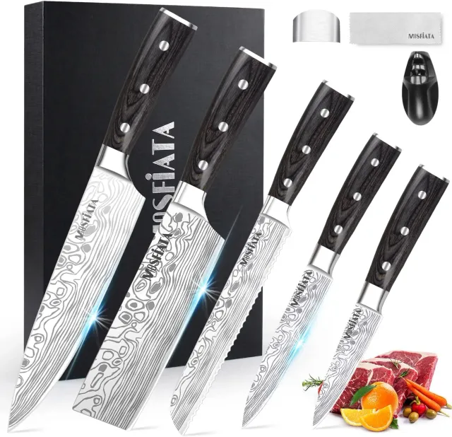 MOSFiATA Set 5 Coltelli Cucina Tedesco con Foderi