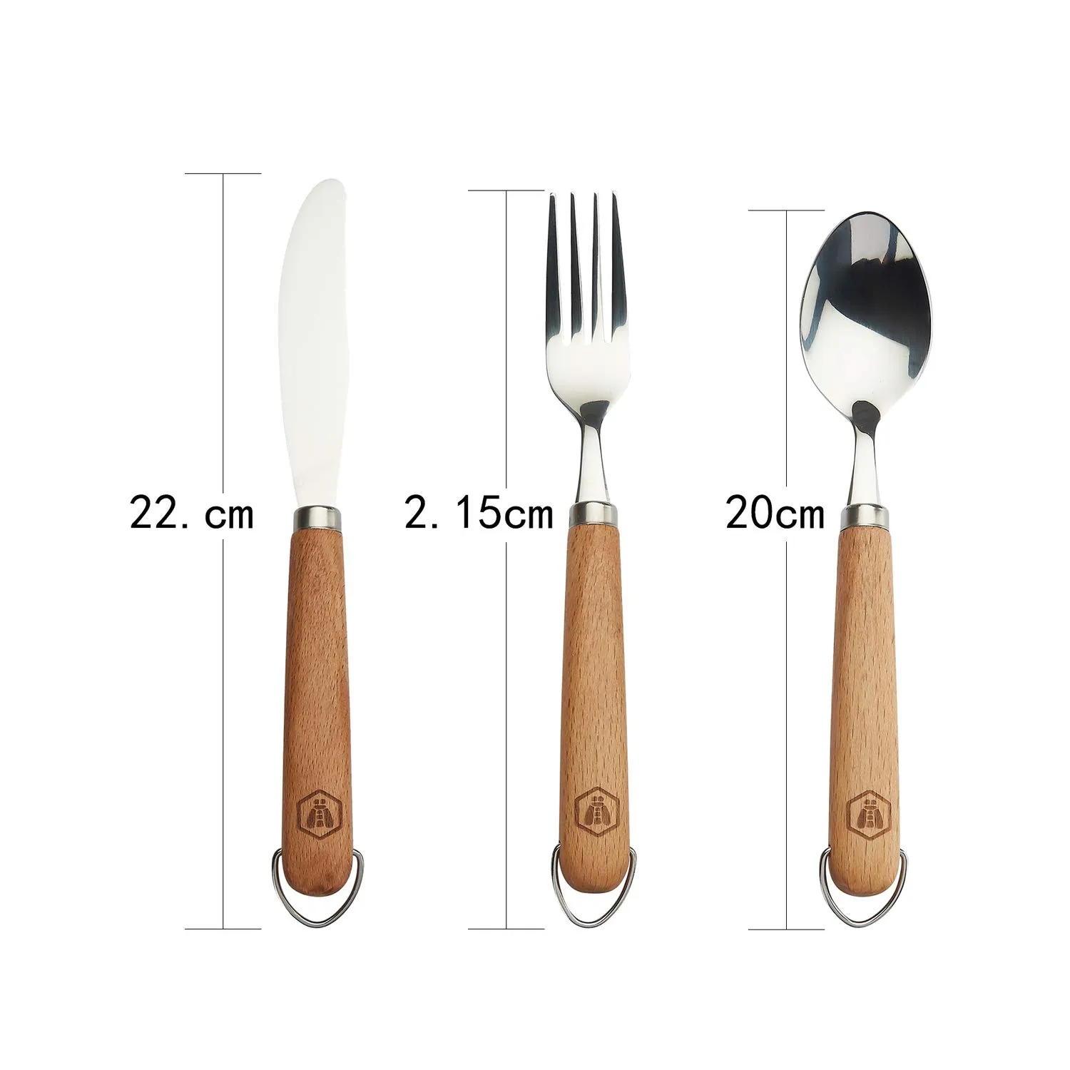 Laguiole en Aubrac set posate picnic 3 pezzi legno faggio