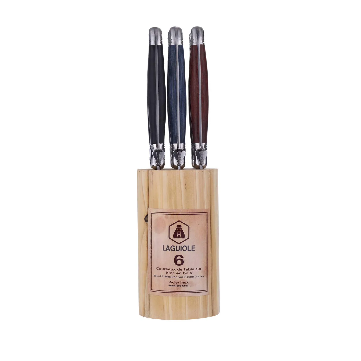 Laguiole en Aubrac coltelli bistecca set 6 pezzi con ceppo legno
