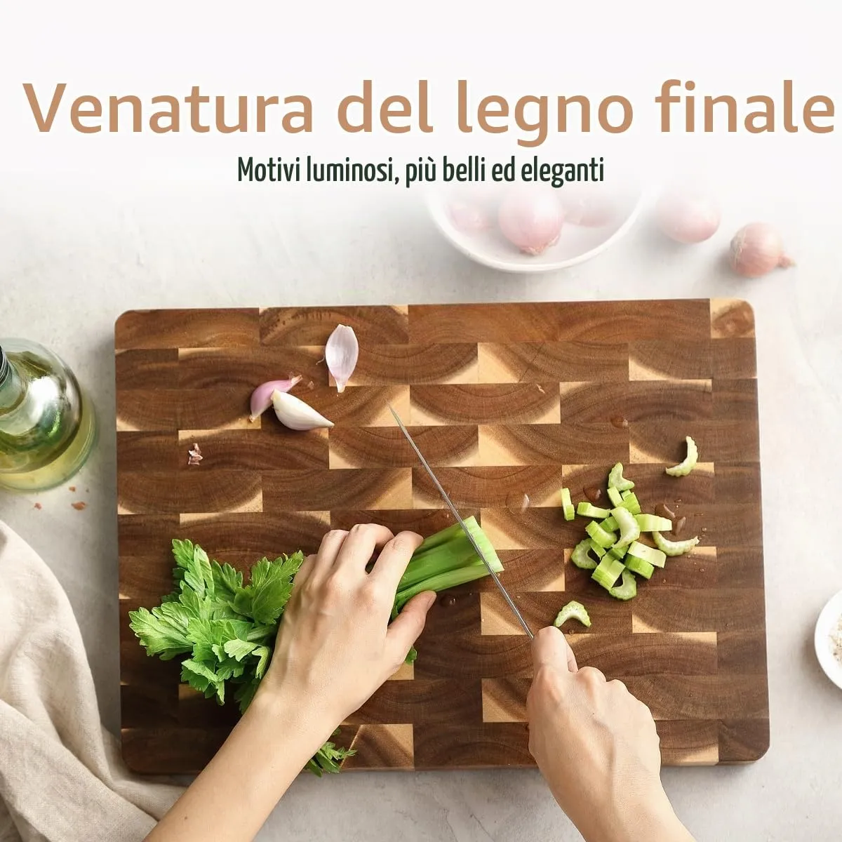 HEZHEN Tagliere Legno Acacia Doppio Lato Vassoio Servire