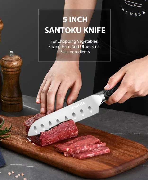 MOSFiATA set 3 coltelli cucina santoku acciaio tedesco