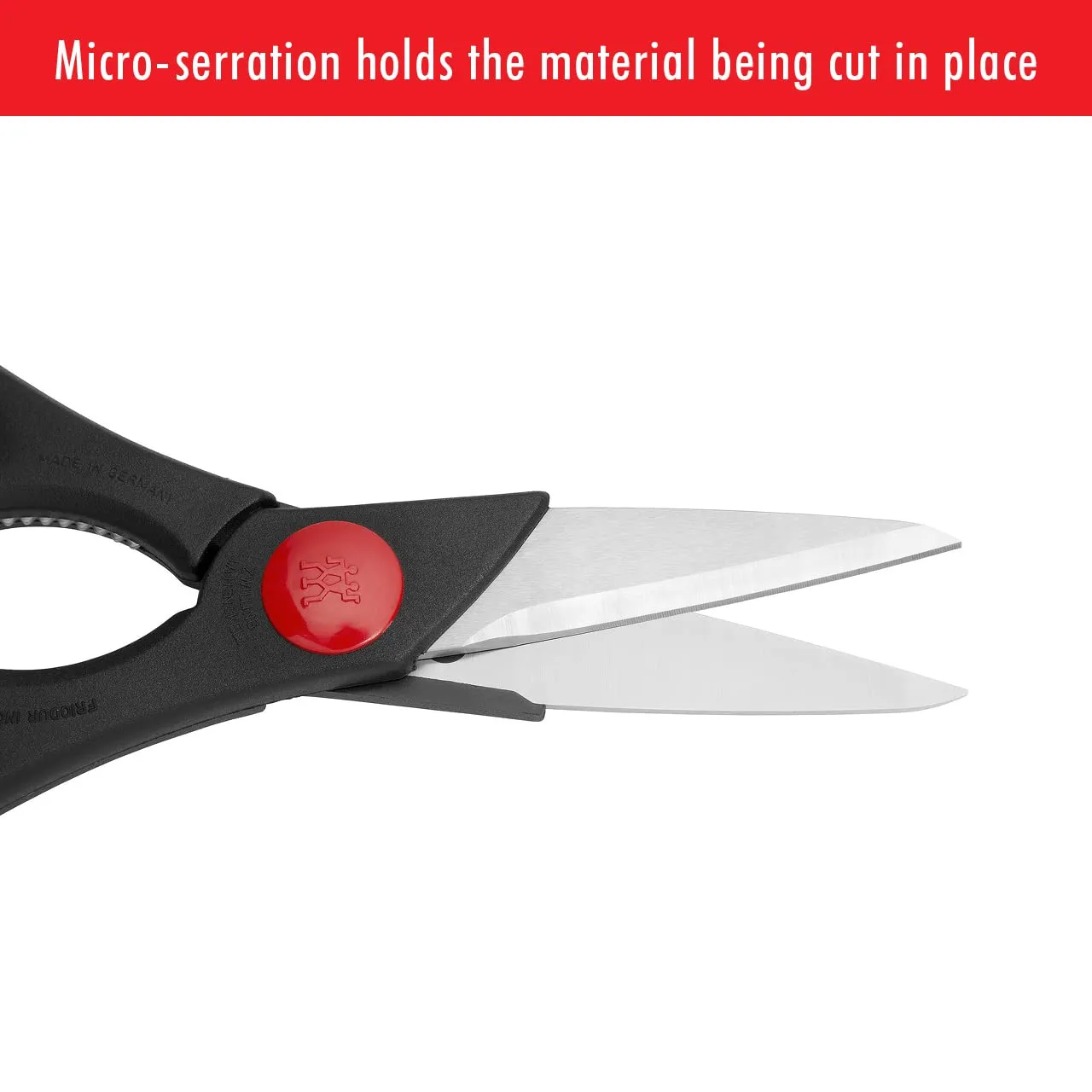 Zwilling forbici cucina inox nere microdentate apribottiglie