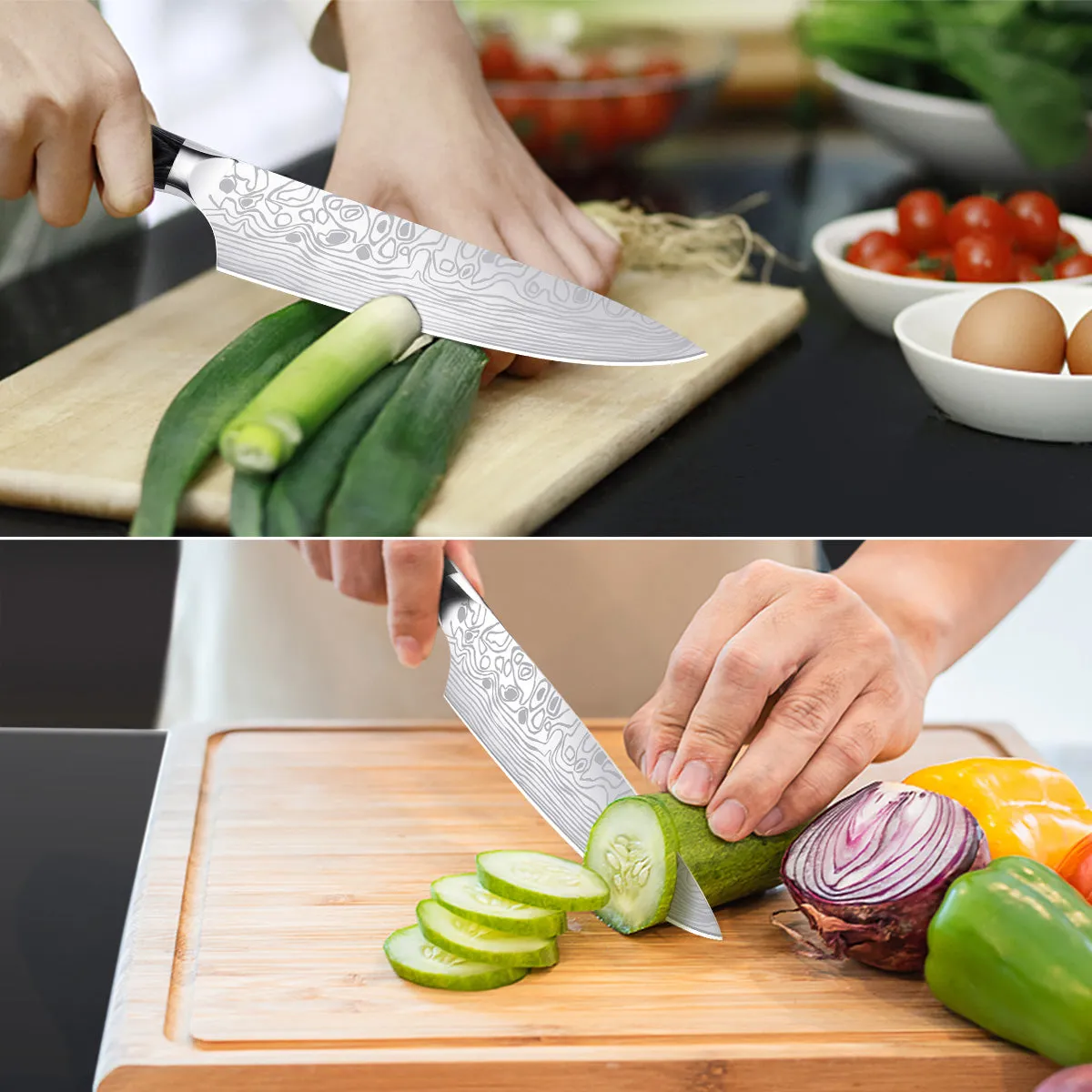 MOSFiATA Coltello Chef 8 Pollici con Affilacoltelli e Salvadita