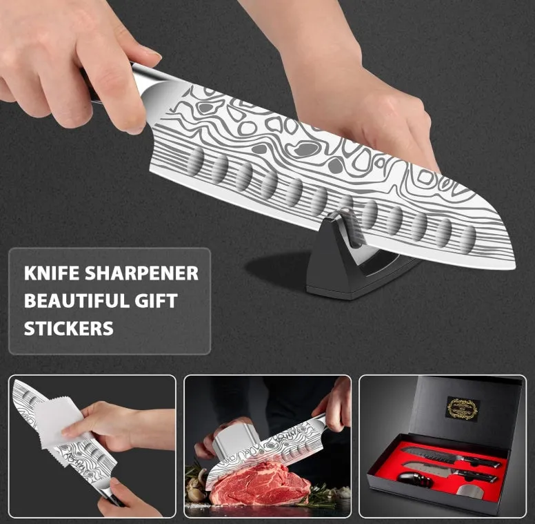 MOSFiATA Set 2 Santoku 7 e 5.5 Pollici Acciaio Tedesco