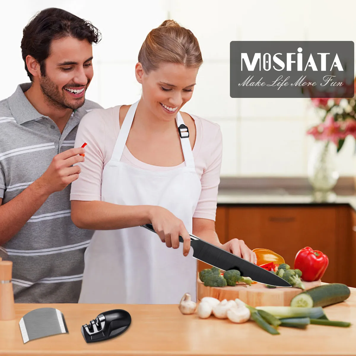MOSFiATA Chef 8" Titanio Coltello Cucina 20cm Nero