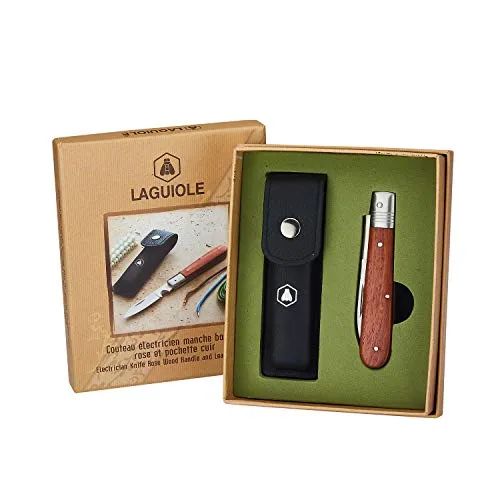 Laguiole coltello elettricista palissandro 19,5 cm custodia pelle
