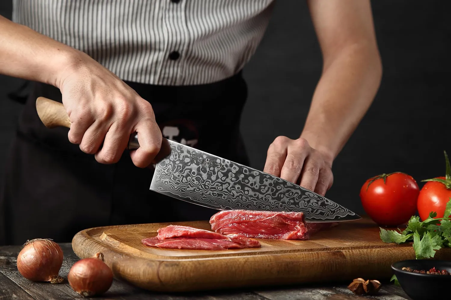 Hezhen Master Chef 21 cm Damasco 67 Strati Legno