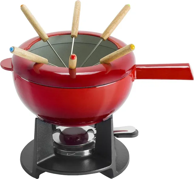 Zwilling set fonduta ghisa rossa 1,9 L 6 forchette formaggio