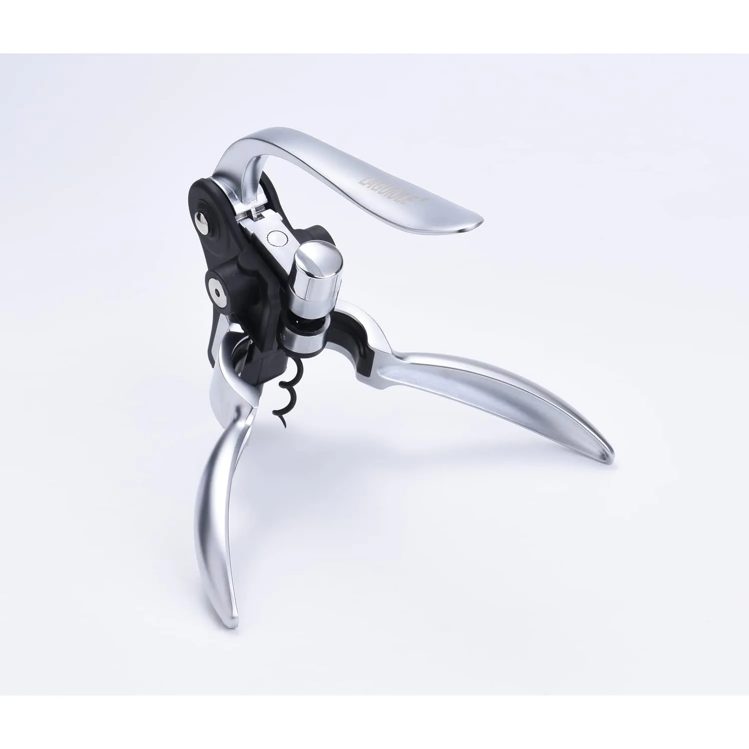 Laguiole en Aubrac cavatappi leva base legno 15 cm argento