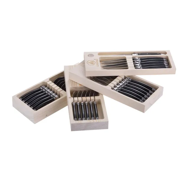 Laguiole en Aubrac set posate 24 pezzi nero acciaio