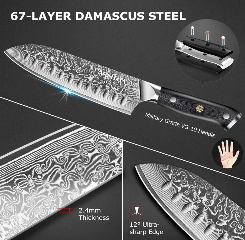 MOSFiATA Santoku 18cm Damasco VG-10 67 Strati G10