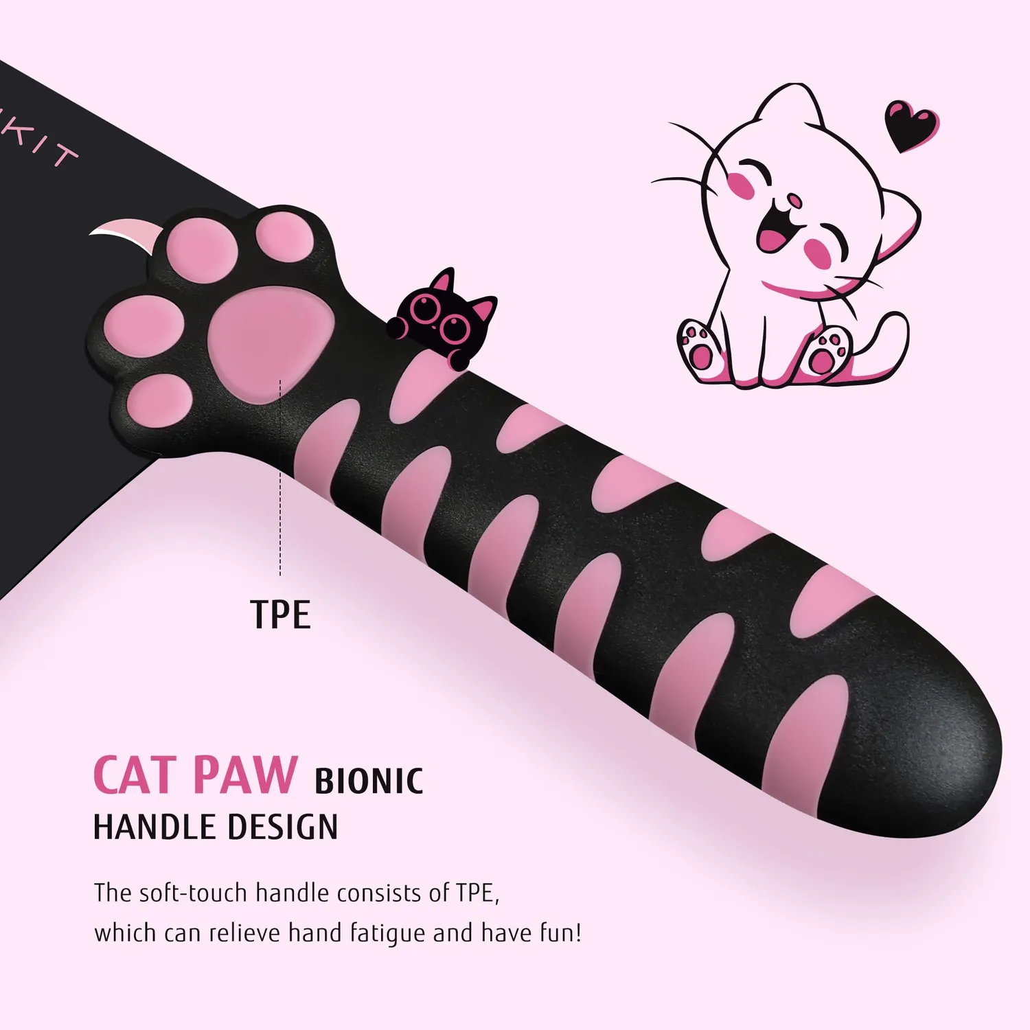 Meowkit Zampa Gatto Set Coltelli Cucina 5 Pezzi Nero-Rosa