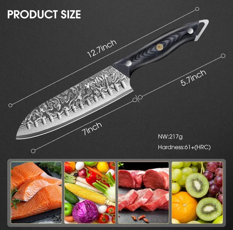 MOSFiATA santoku 7 pollici damasco 67 strati VG10