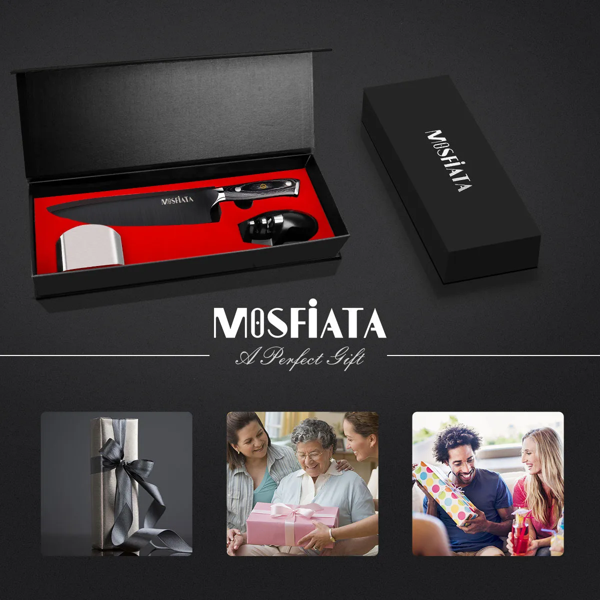 MOSFiATA Chef 8" Titanio Coltello Cucina 20cm Nero