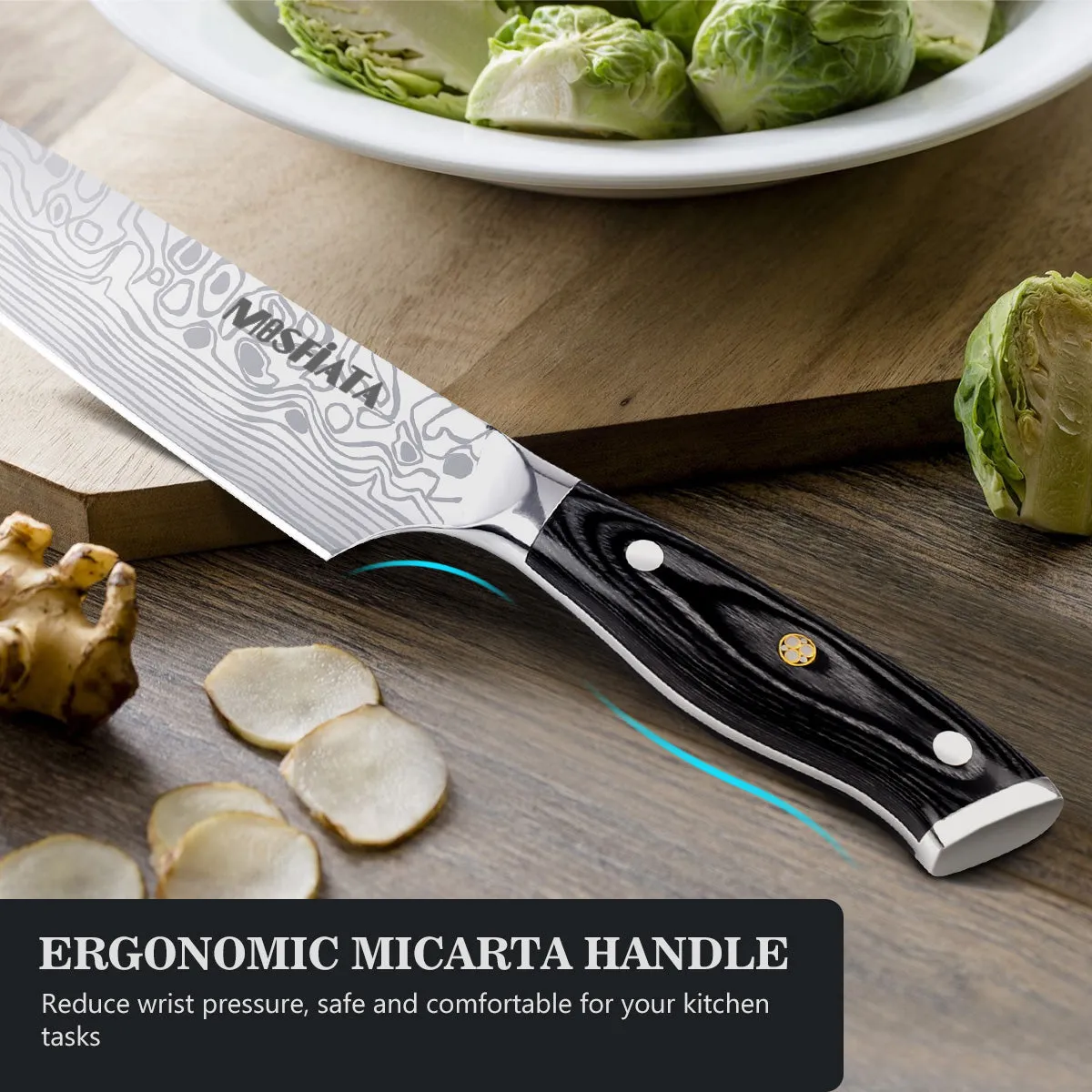 MOSFiATA Coltello Chef 8 Pollici con Affilacoltelli e Salvadita