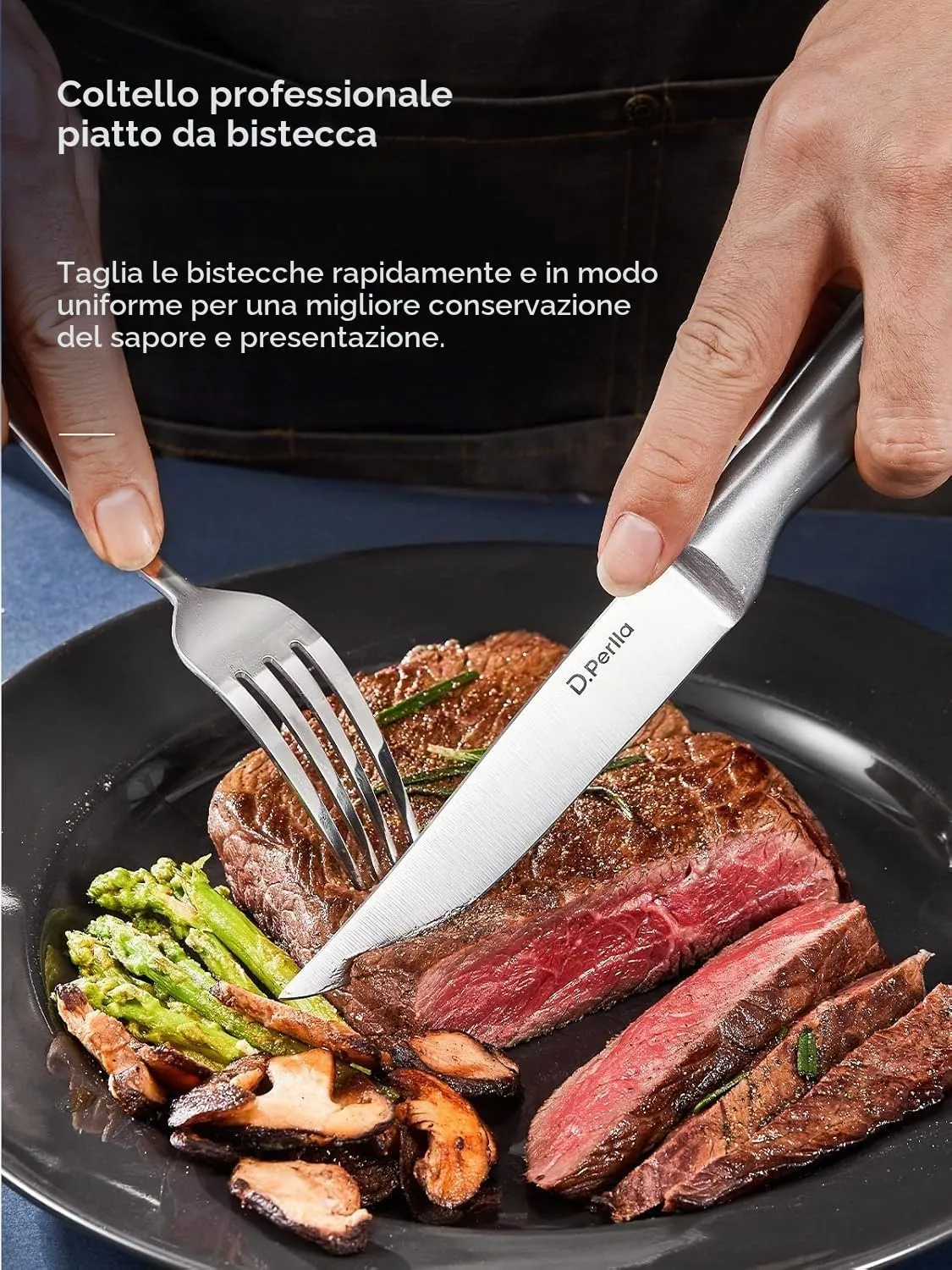 D.Perlla coltelli bistecca 6 pezzi lama liscia inox