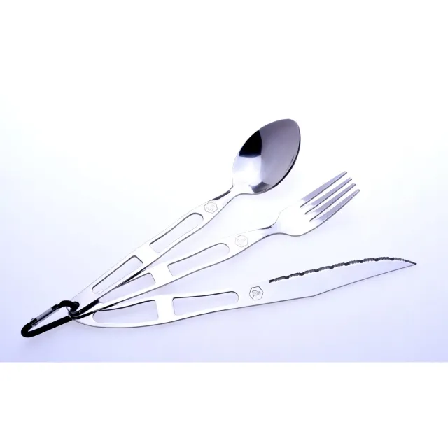 Laguiole Posate Viaggio set 2x3 pezzi moschettone grigio