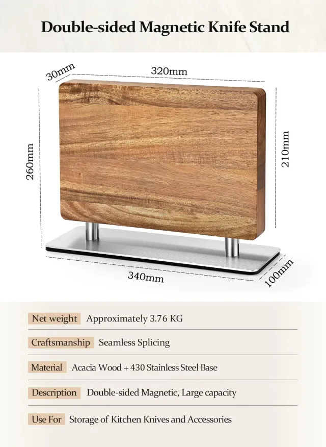 Hezhen ceppo magnetico doppia faccia acacia senza coltelli