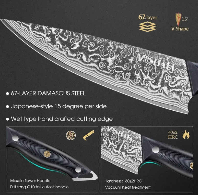 MOSFiATA Damascus coltello chef 20 cm lama damasco