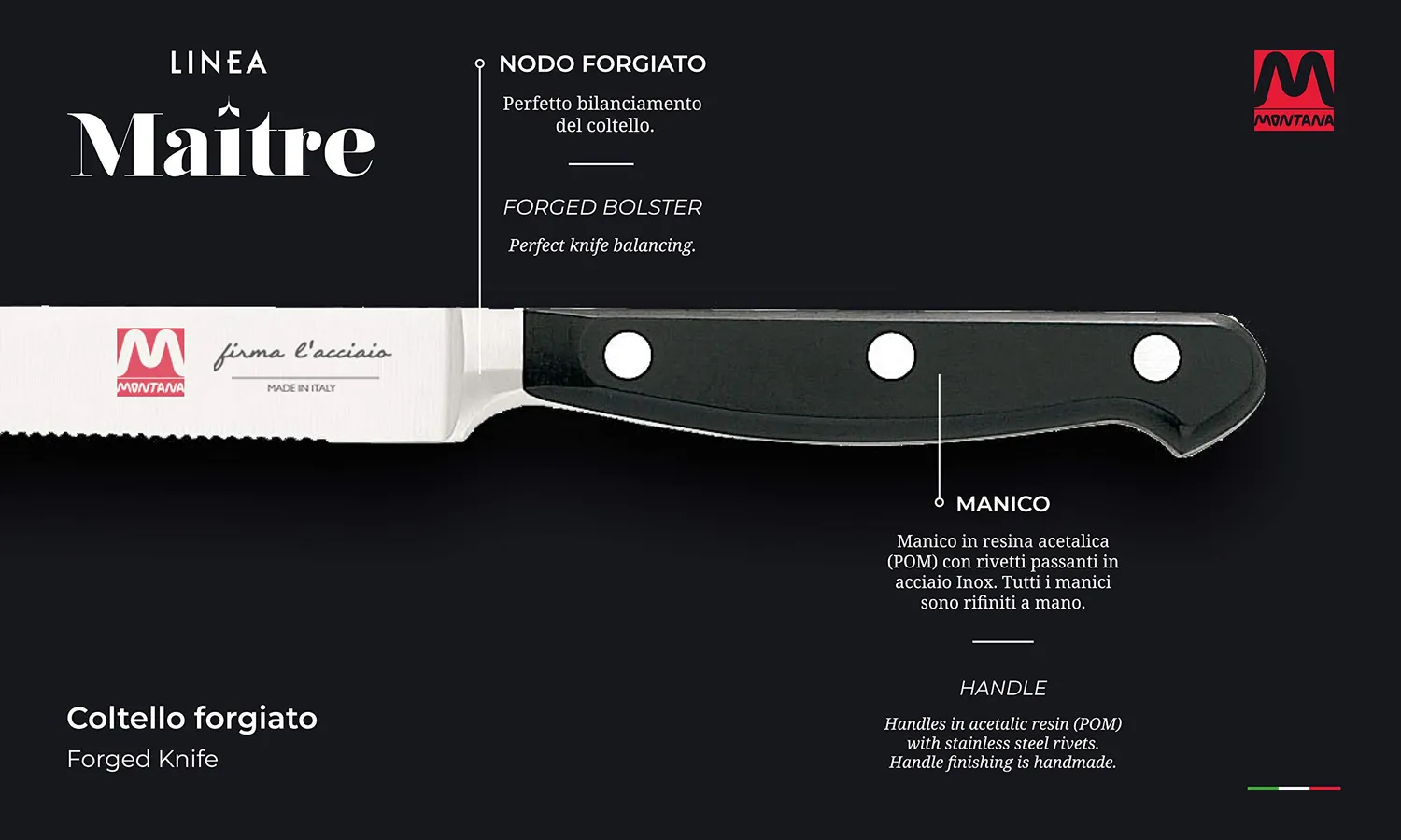 Montana Maitre coltello multiuso acciaio 14 cm