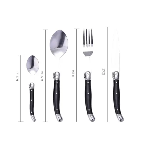 Laguiole en Aubrac set posate 24 pezzi nero acciaio