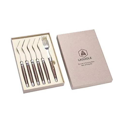 Laguiole en Aubrac Set 6 Forchette Tavola Noce Marrone