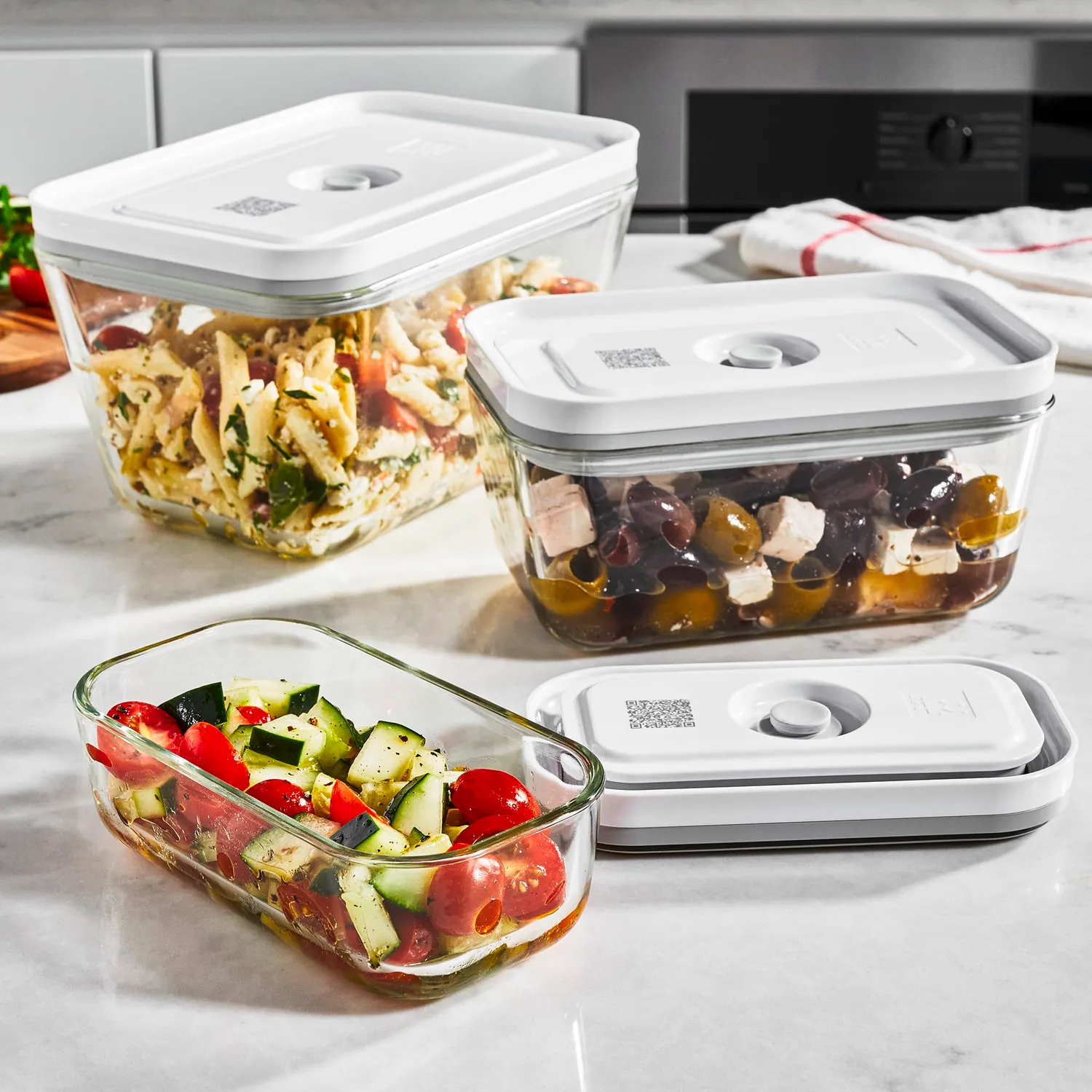 Zwilling Fresh & Save contenitori vetro 3 pezzi bianco