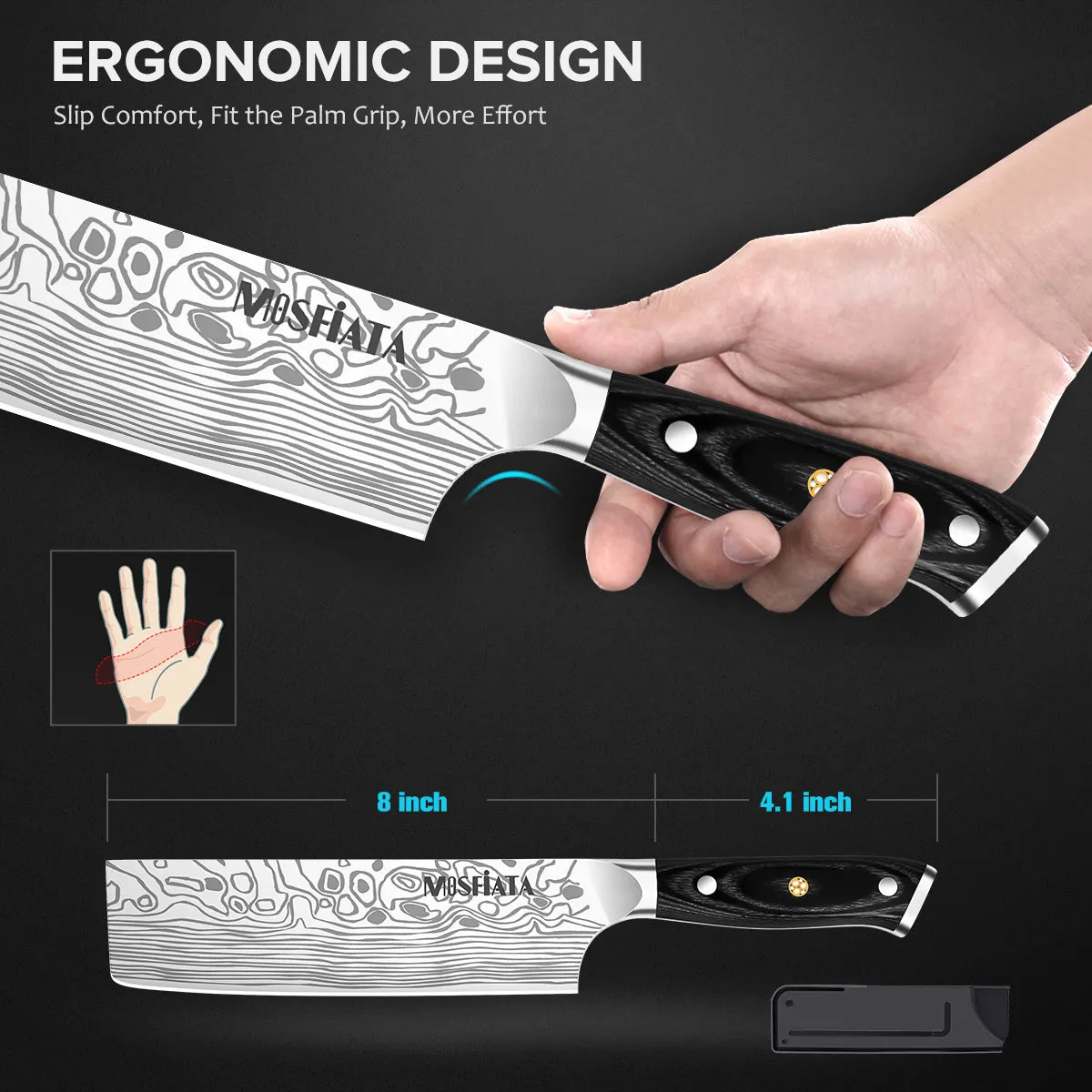 MOSFiATA nakiri 7 pollici coltello verdure acciaio