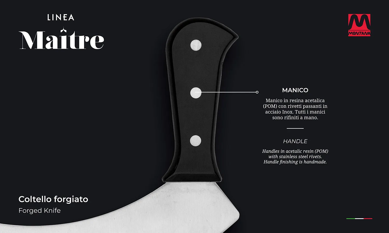 Montana Maitre mezzaluna cucina 25 cm acciaio azoto