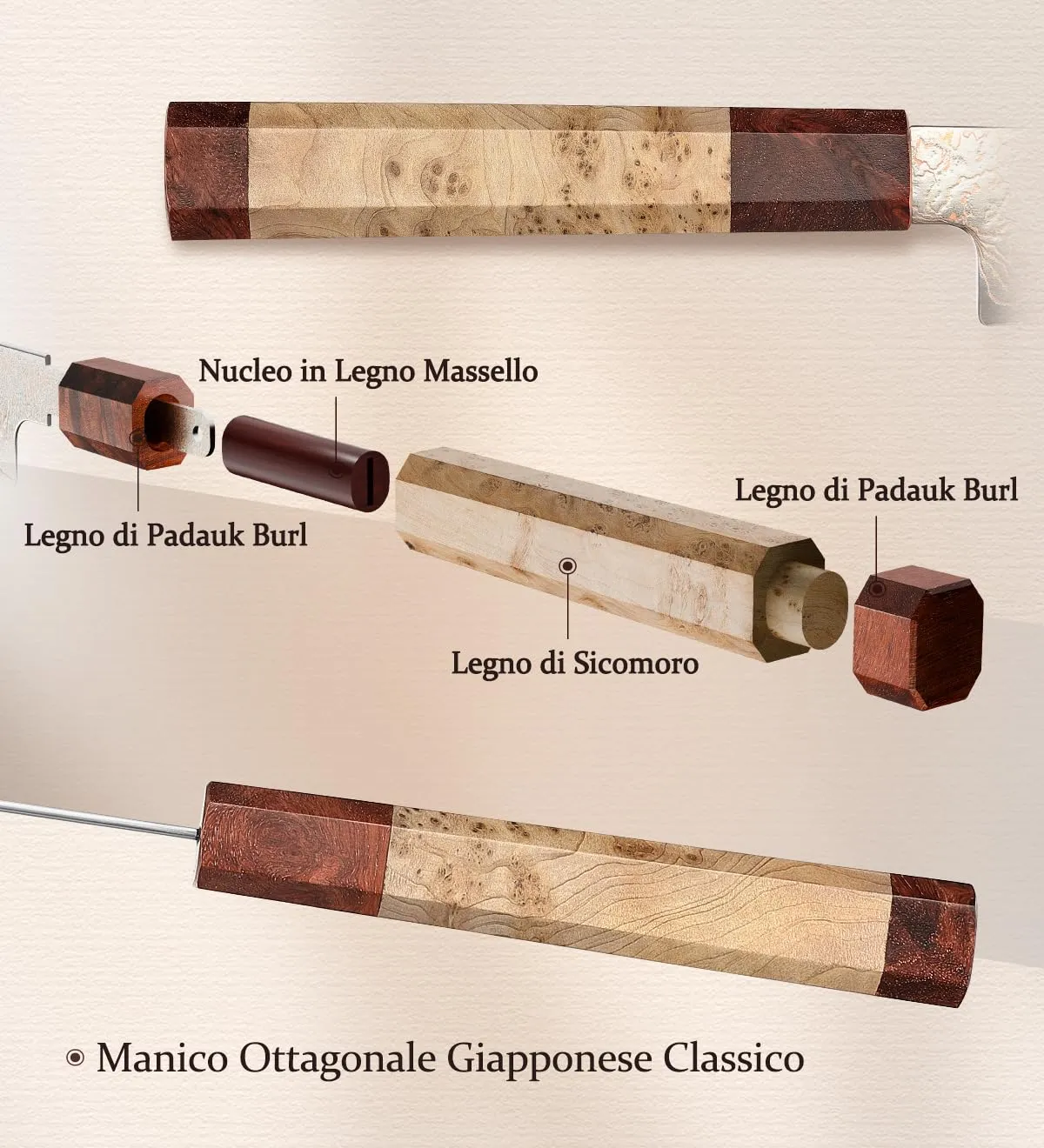Hezhen Coltello Universale Damasco 14 cm Legno Scatola