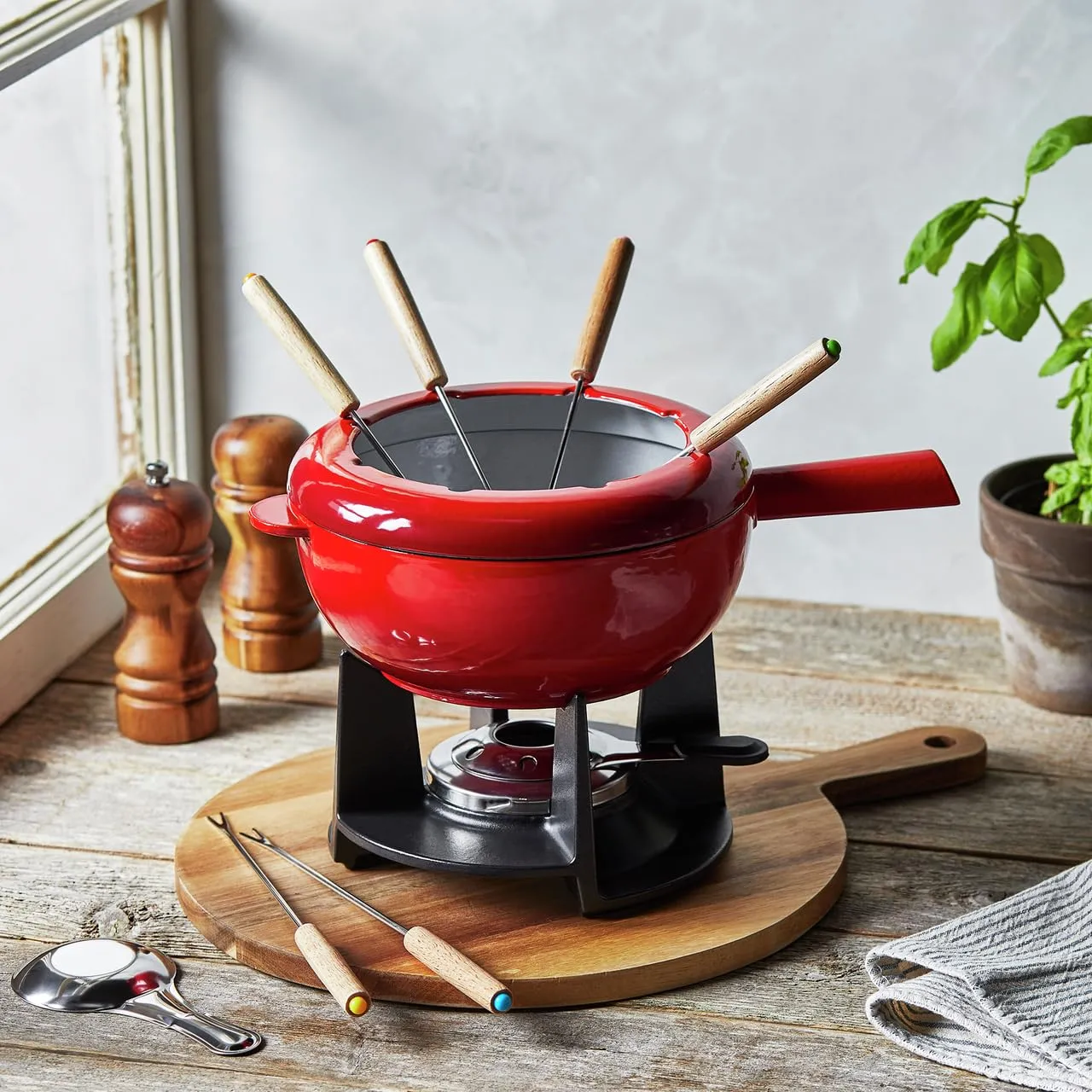 Zwilling set fonduta ghisa rossa 1,9 L 6 forchette formaggio